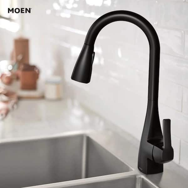Kiran Matte Black 17 in. H Pull Down Sprayer Kitchen Faucet with 360° Spout Swivel and Reflex System