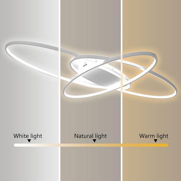 OUKANING 37 in. White Integrated LED Modern Geometric Flush Mount