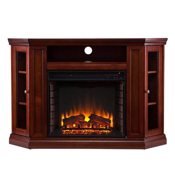 Southern Enterprises Carter 48 in. Convertible Media Electric Fireplace TV Stand in Brown Mahogany