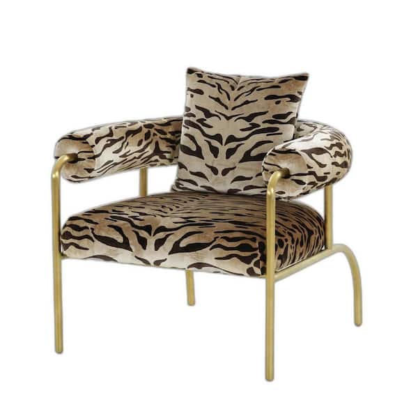 HomeRoots Beige and Black Arm Chair Set of 1 with Removable Cushions