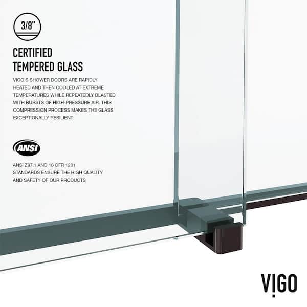 Houston 56 to 60 in. W x 76 in. H VMotion Sliding Frameless Shower Door in Matte Black with 3/8 in. (10mm) Clear Glass