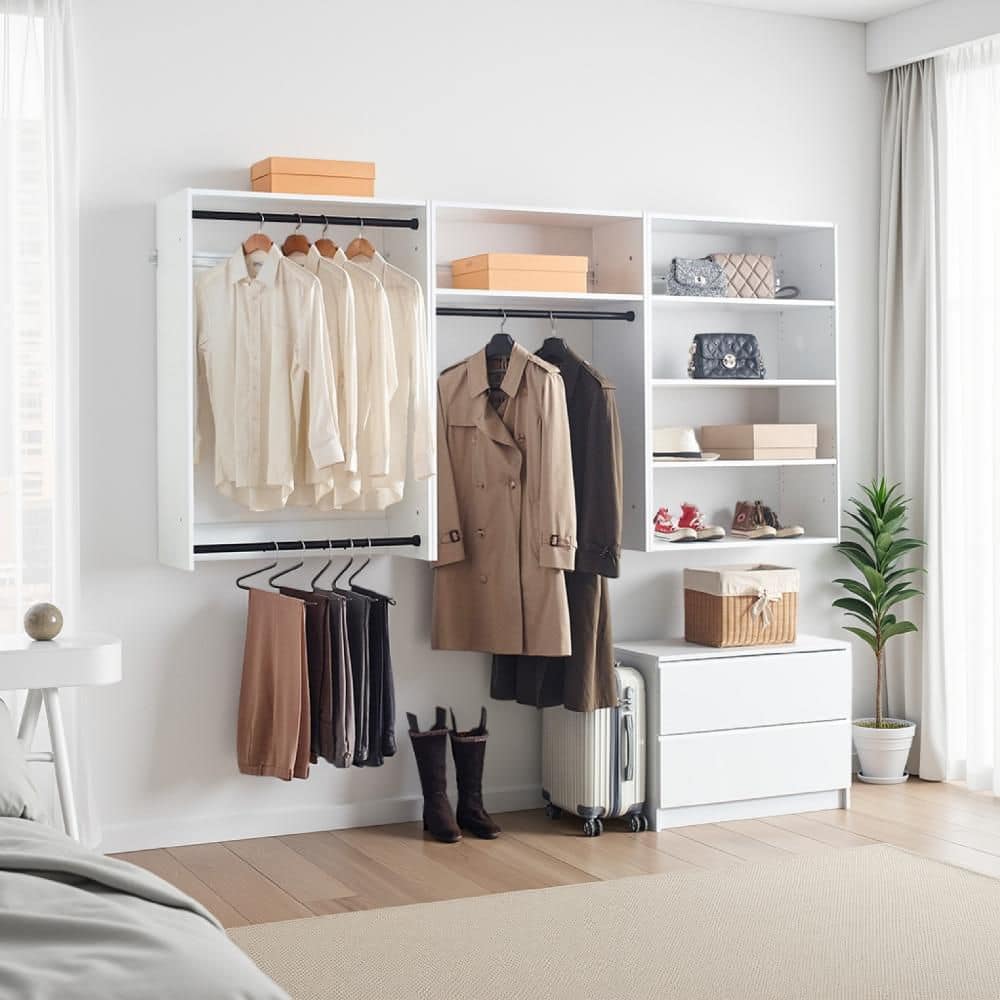 フリーチェスト　BE/BK/WAL/WH Benjara Vedz 31.5-125.98 in. W White Tower Unit Wall Mounted