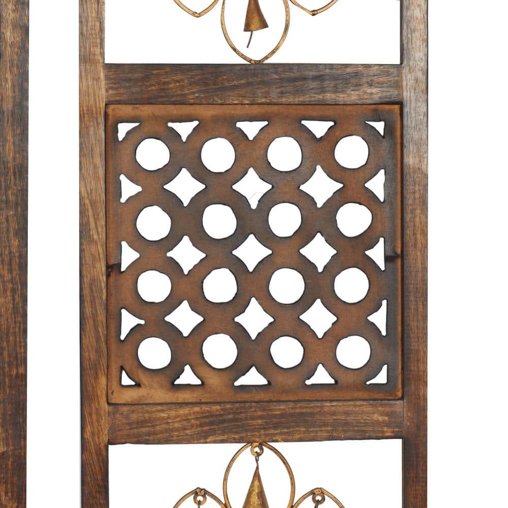 Brown Wood and Metal Bell Wall Decor Set of Three