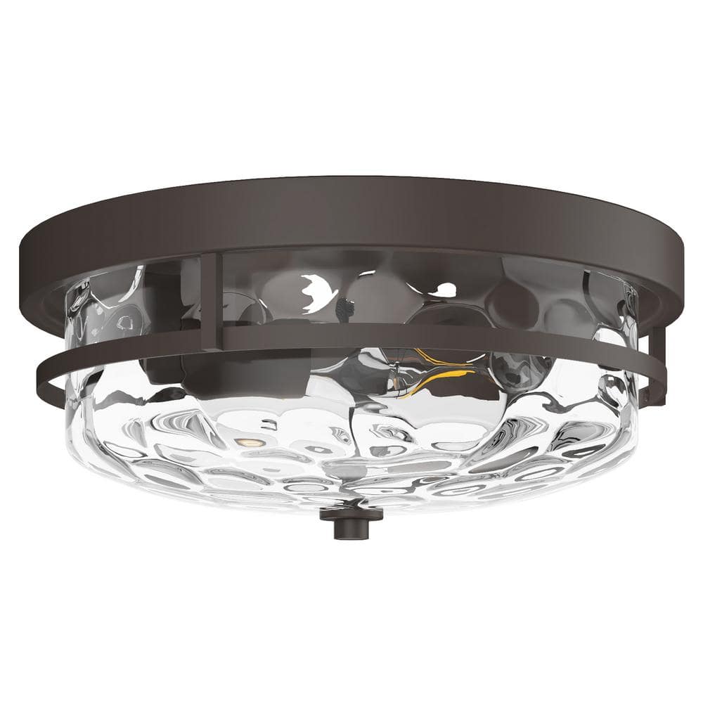 13 in. 2-Light Farmhouse Oil Rubbed Bronze Flush Mount Ceiling Light Fixtur
