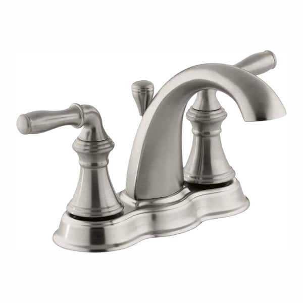 KOHLER Devonshire 4 in. Centerset 2-Handle Mid-Arc Water-Saving Bathroom Faucet in Vibrant Brushed Nickel