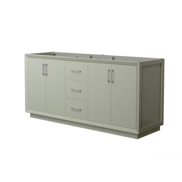 Wyndham Collection Strada 71 in. W x 21.75 in. D x 34.25 in. H Double Bath Vanity Cabinet without Top in Light Green