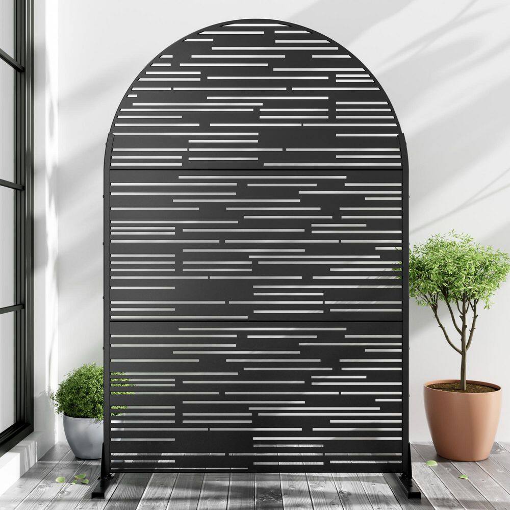 PexFix 6 ft. x4 ft. Arched-Top Black Outdoor Metal Galvanized Privacy ...