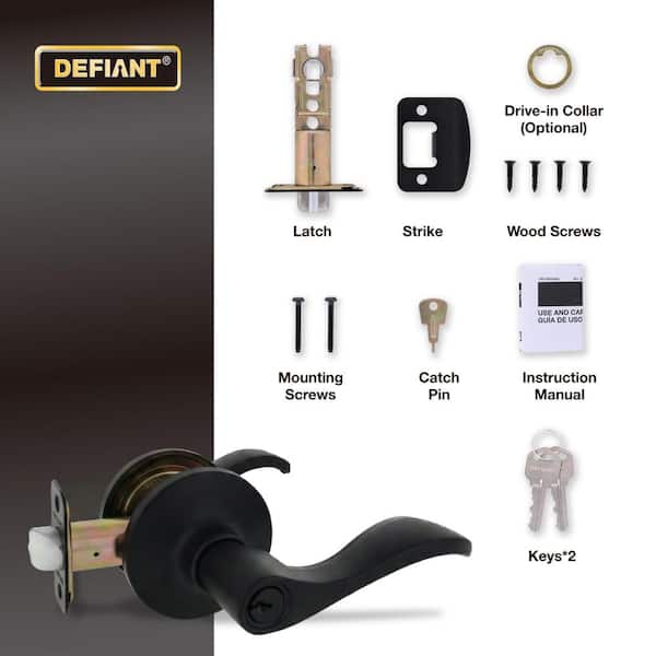 Defiant Naples Matte Black Keyed Entry Door Handle 32LYEX900B