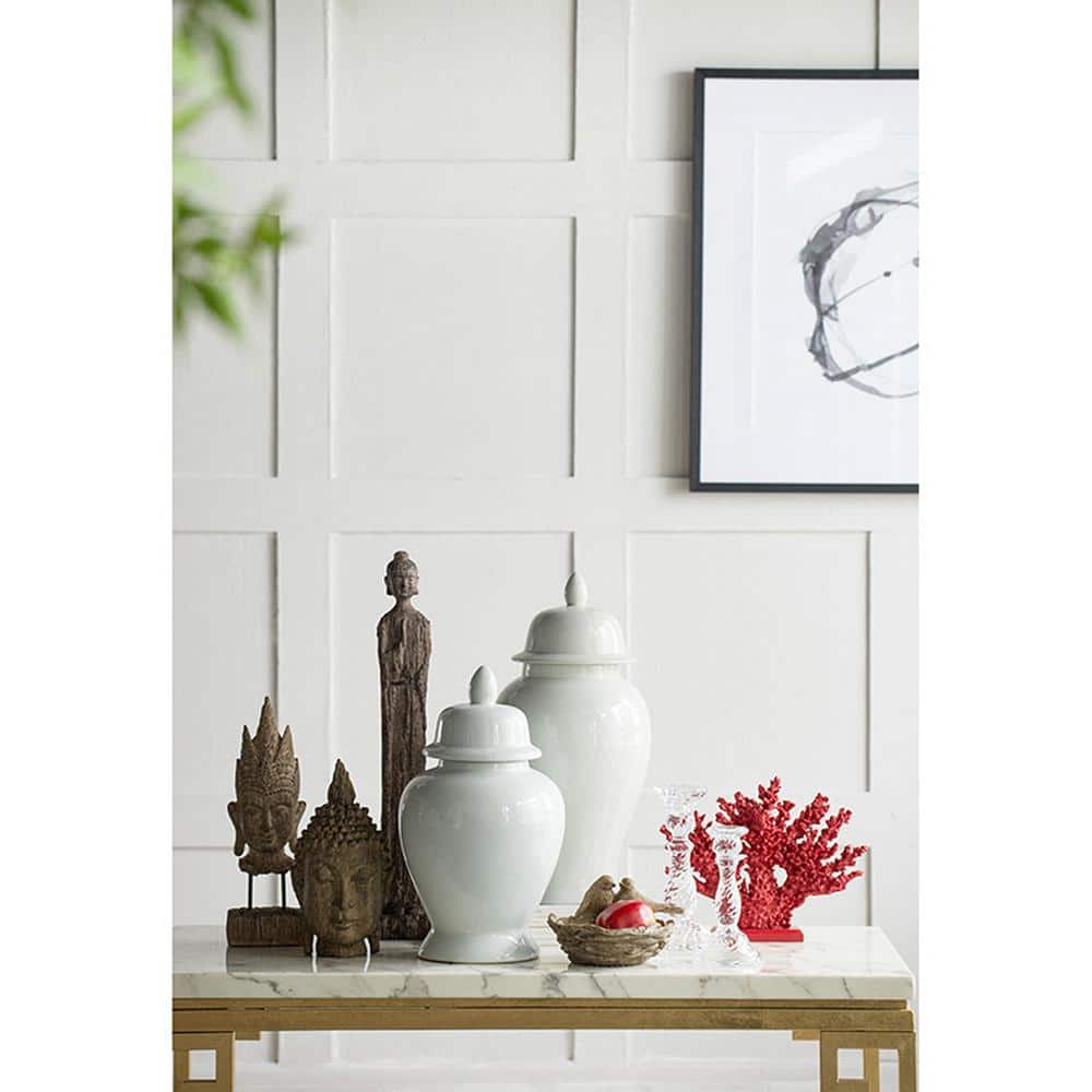 Contemporary Ceramic White Gloss Seaford Jar Set, 20" Height