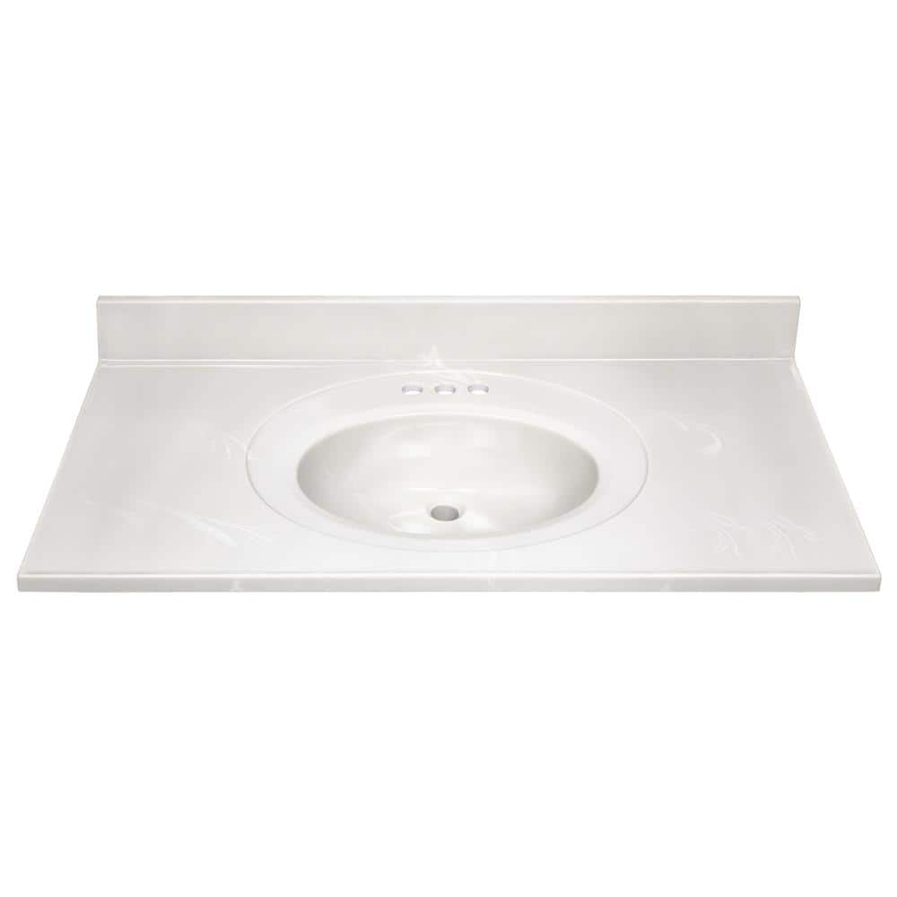 Ivory Swirl 43-Inch Cultured Marble Vanity Top with Backsplash