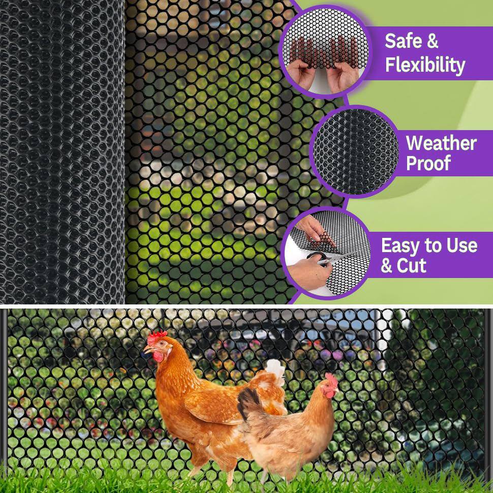 16 in. x 10 ft. Black Plastic Chicken Wire Mesh Fence