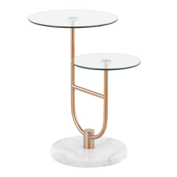 Lumisource Trombone 23 In Clear Glass, Metal Side Tables Round