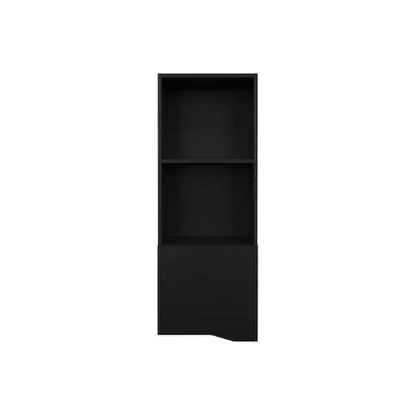16.10 in. W x 13.40 in. D x 43.30 in. H Bathroom Storage Wall Cabinet in Black with 1 Door and 2 Shelves