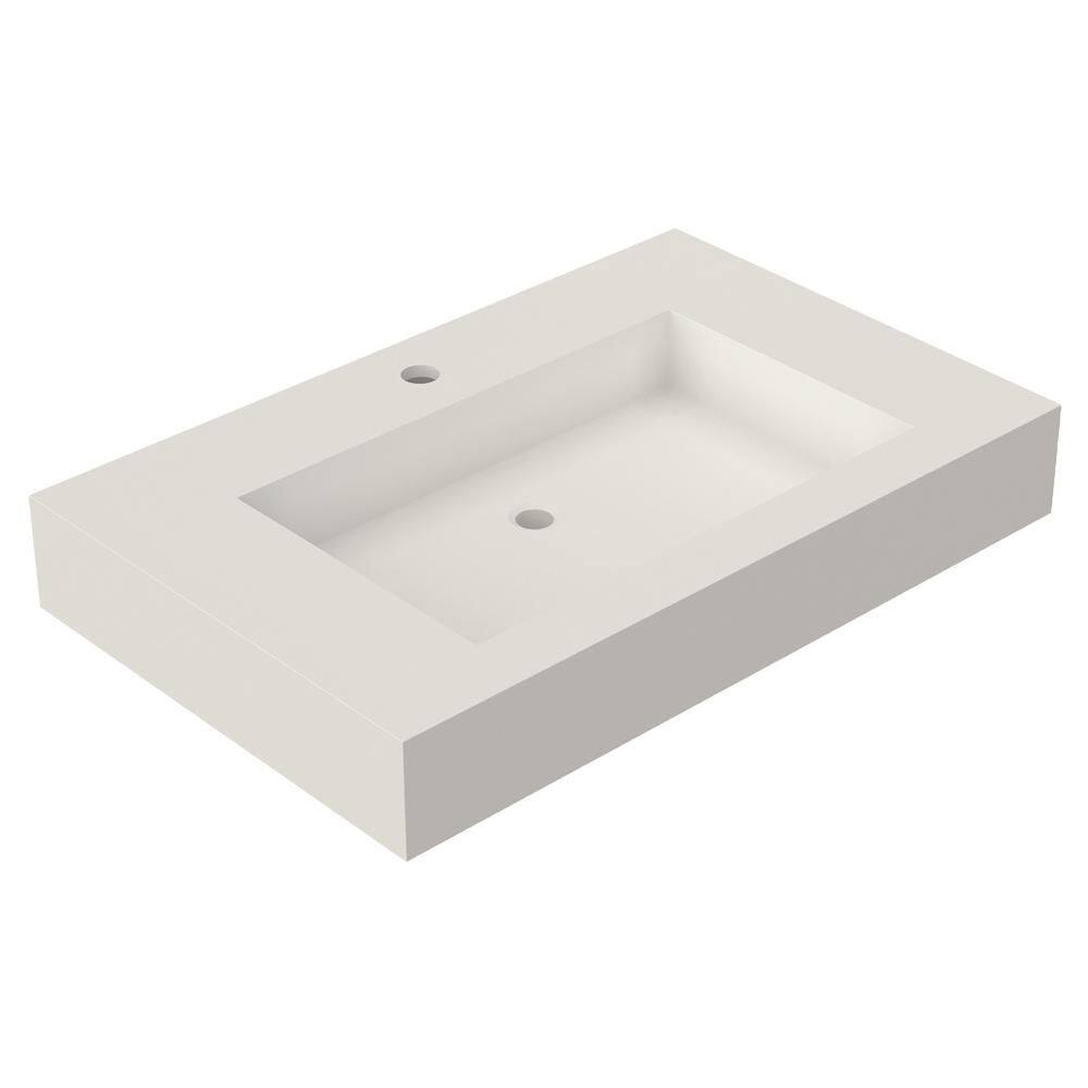 4.33 in. D x 29.52 in. W Rectangular Solid Surface Wall Mount Bathroom Sink in Matte White price history on PriceWatchPro