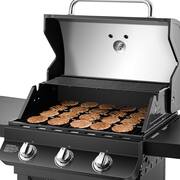Premier 3-Burner Natural Gas Grill in Black with Folding Side Tables