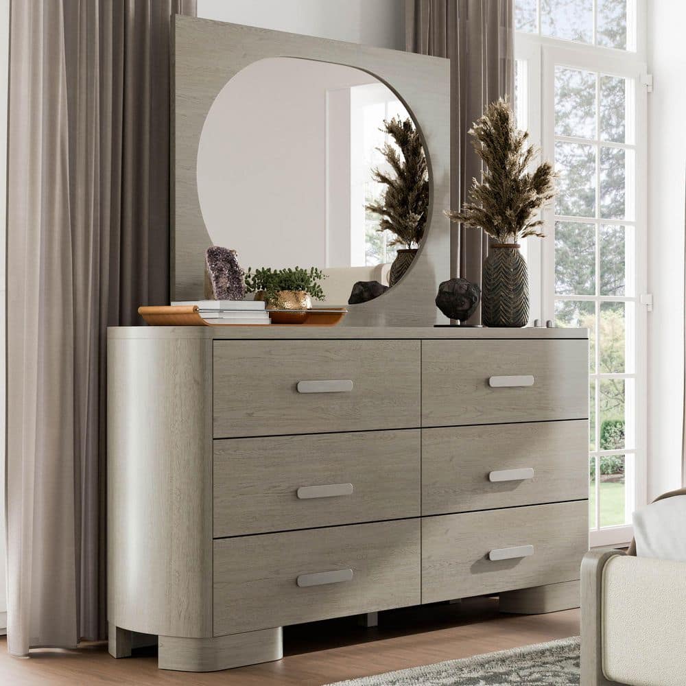 modern dresser with mirror Eastbrook Black 6 Drawer 68 in. Upgrade your bedroom with our Walnut Veneer 6 Drawer Dresser with Built J&M Lucca Dresser and Mirror