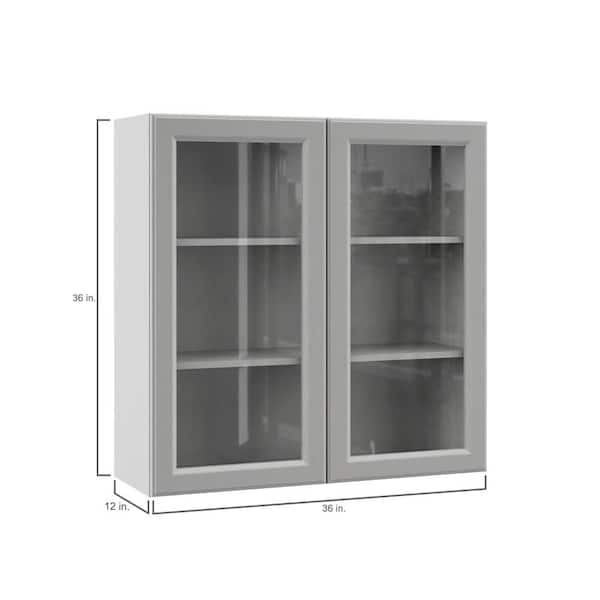 Hampton Bay Designer Series Elgin Assembled 36x36x12 in. Wall Kitchen Cabinet with Glass Doors in Heron Gray WGD3636 ELGR The Home Depot