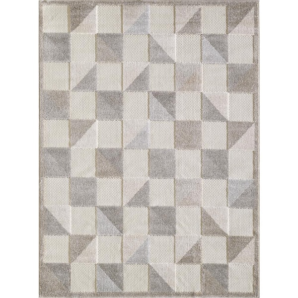 Kas Rugs Calla Grey Scope 7 ft. x 9 ft. Geometric Indoor/Outdoor Area Rug