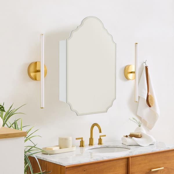 TEHOME Tomace 20 in. W x 30 in. H Novelty/Specialty Irregular Arched Metal Beveled Frameless Medicine Cabinet with Mirror