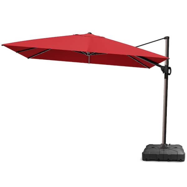Pellebant 9 ft. x 12.5 ft. Offset 360° Rotation Cantilever Patio Umbrella in Red with Stand