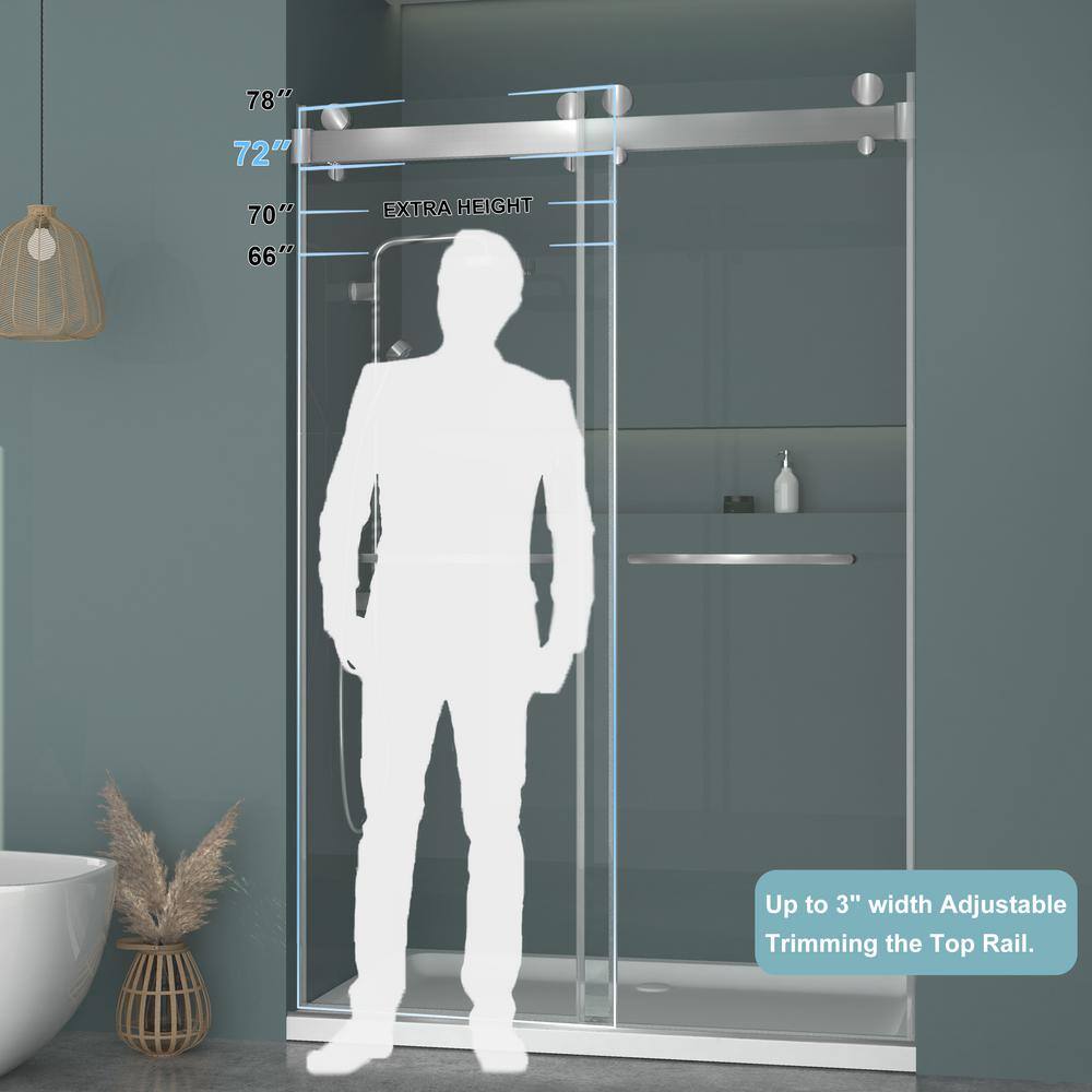 60 Inch Frameless Clear Tempered Glass Sliding Shower Door