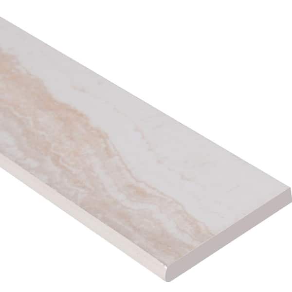 Bernini Bianco Bullnose 3 in. x 18 in. Polished Porcelain Stone Look Wall Tile (15 lin. ft./Case)