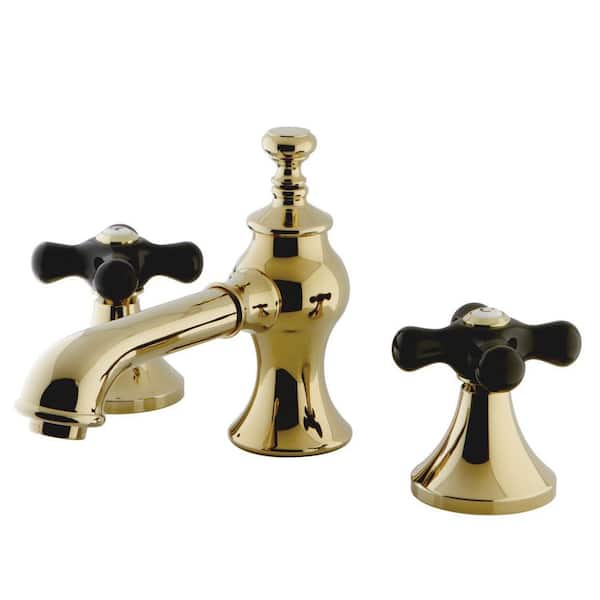 Kingston Brass Duchess 2-Handle 8 in. Widespread Bathroom Faucets with Brass Pop-Up in Polished Brass