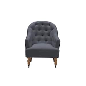 Tallulah Dark Grey Upholstered Linen Accent Chair With Button Tufted