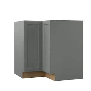 Designer Series Melvern Storm Gray Shaker Assembled Lazy Susan Corner Base Kitchen Cabinet (33 x 34.5 x 20.25 in.)