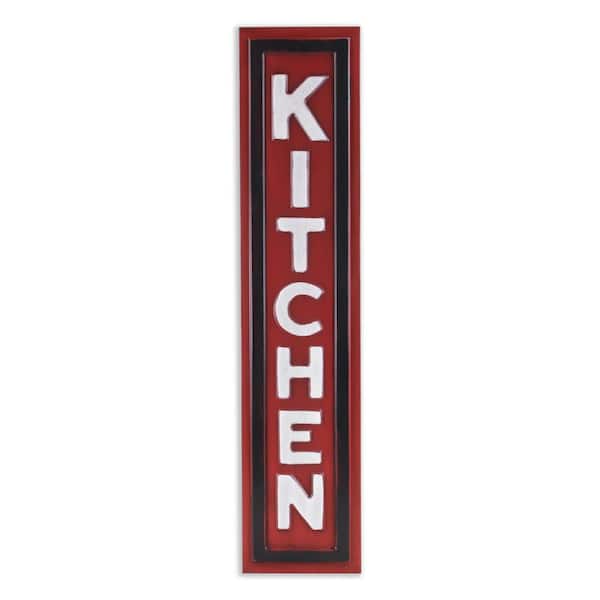8.25 in. x 36.5 in. Red, White Red White Kitchen Metal Wall Art 1-Piece