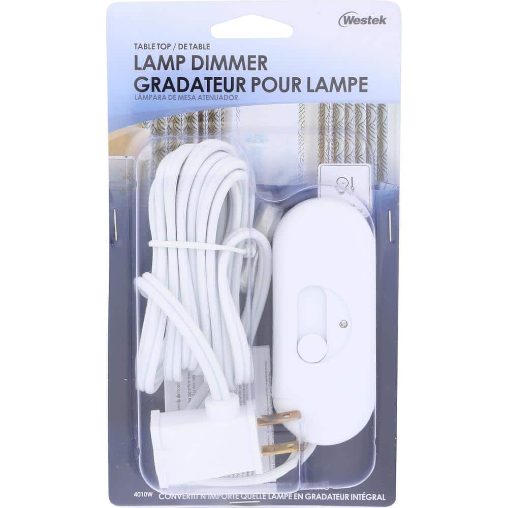 White Gloss Tabletop Lamp Dimmer with Slide Control