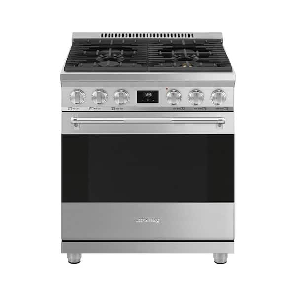 smeg Professional Range Series 30" Range. Dual-fuel. Stainless Steel