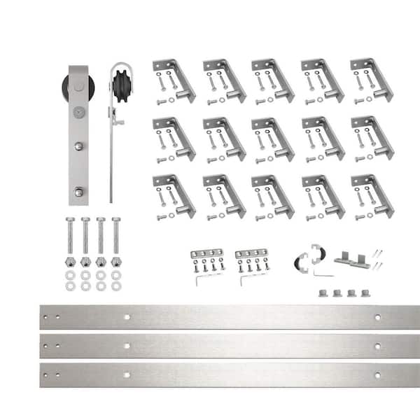 20 ft. /240 in. Brushed Nickel Ceiling Mount Non-Bypass Sliding Barn Door Track and Hardware Kit for Single Door