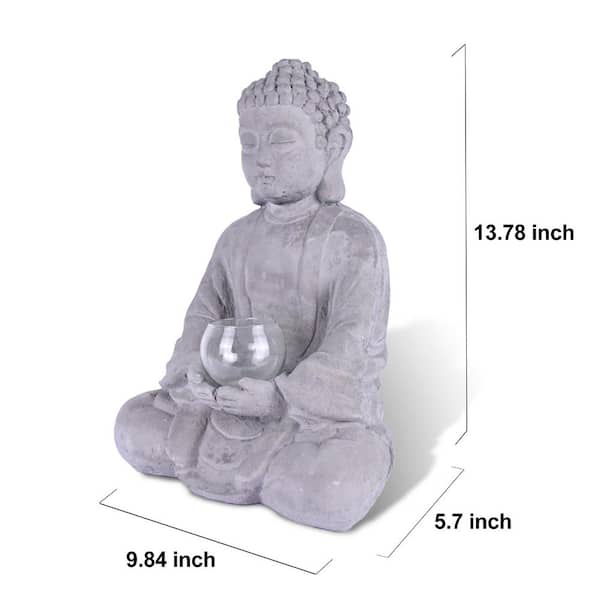 Quiet Little Buddha Garden Statue - Polyresin - Brown - Medium