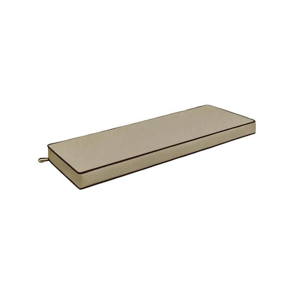 HAVEN WAY 48 in. x 17 in. 1-Piece Universal Outdoor Bench Cushion in Beige w/Chocolate Piping (1-Pack)