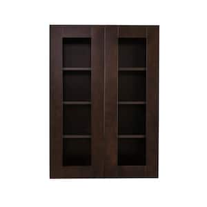 Anchester Assembled 24 in. x 42 in. x 12 in. Wall Mullion Door Cabinet with 2 Doors 3 Shelves in Dark Espresso