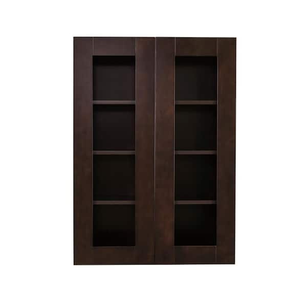 LIFEART CABINETRY Anchester Assembled 30 in. x 42 in. x 12 in. Wall Mullion Door Cabinet with 2 Doors 3 Shelves in Dark Espresso