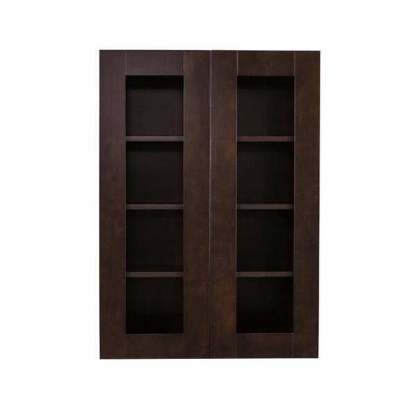 LIFEART CABINETRY Anchester Assembled 24 in. x 36 in. x 12 in. Wall Mullion Door Cabinet with 2 Doors 2 Shelves in Dark Espresso