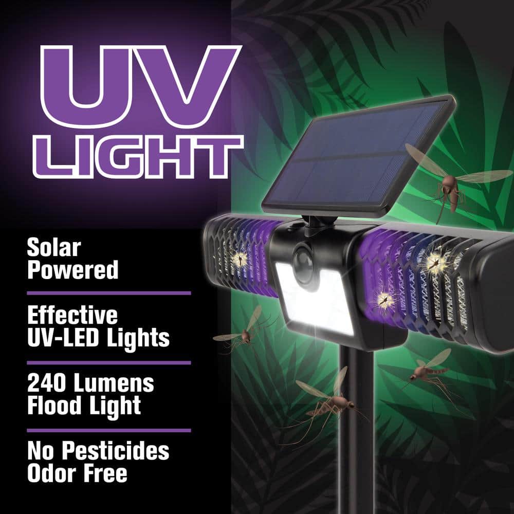 Solar-Powered Black Bug Zapper with Motion-Activated Floodlight