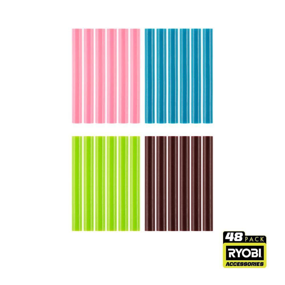 RYOBI 48PC Full Size Color Glue Sticks (Variety) A19324052 The Home