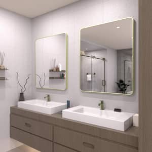 30 in. W x 36 in. H Rectangular Framed Wall Bathroom Vanity Mirror in Matcha Green