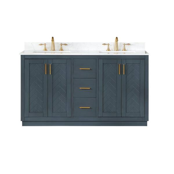 Altair Gazsi 60 In W X 22 In D X 34 In H Bath Vanity In Classic Blue With Grain White