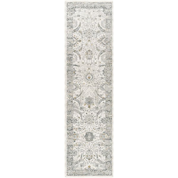 Dresden Light Slate Traditional Oriental 2 ft. 7 in. x 7 ft. 3 in. Area Rug