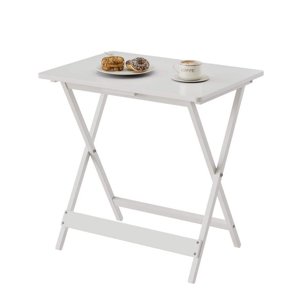 Folding TV Tray Table, Solid Wood X-Frame Folding Side Table, White Snack Table for Small Spaces Living Room Bedroom price history on PriceWatchPro