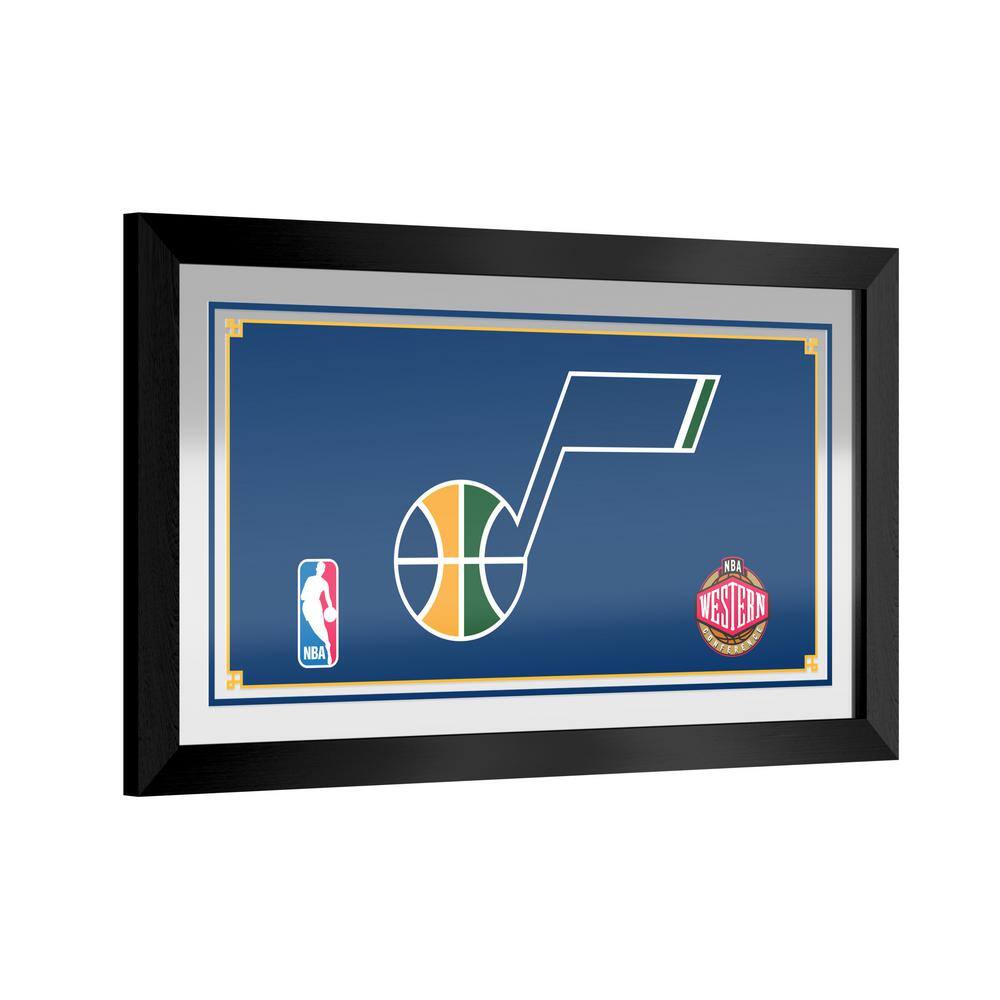 Utah Jazz Logo 26 in. W x 15 in. H Wood Black Framed Mirror NBA1500UJ