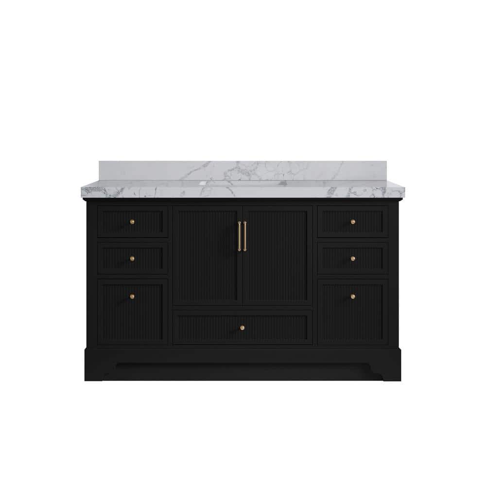 Alys 60 in. W x 22 in. D x 36 in. H Single Sink Bath Vanity in Black with 2 in. Venatino Qt. Top price history on PriceWatchPro