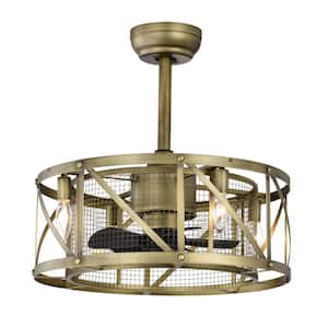 AuroraBreeze Blade Span 20 in. Indoor Gold Caged Ceiling Fan with No Bulbs Included and Remote Control