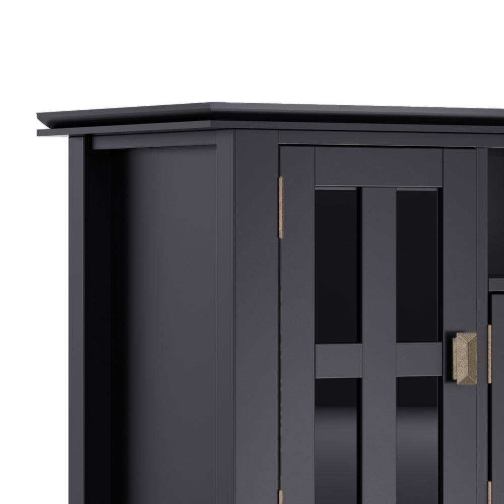 Artisan Black Solid Wood 72" TV Media Stand with Cabinets
