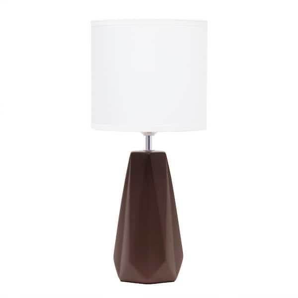 Photo 1 of 17.5 in. Brown Ceramic Prism Table Lamp