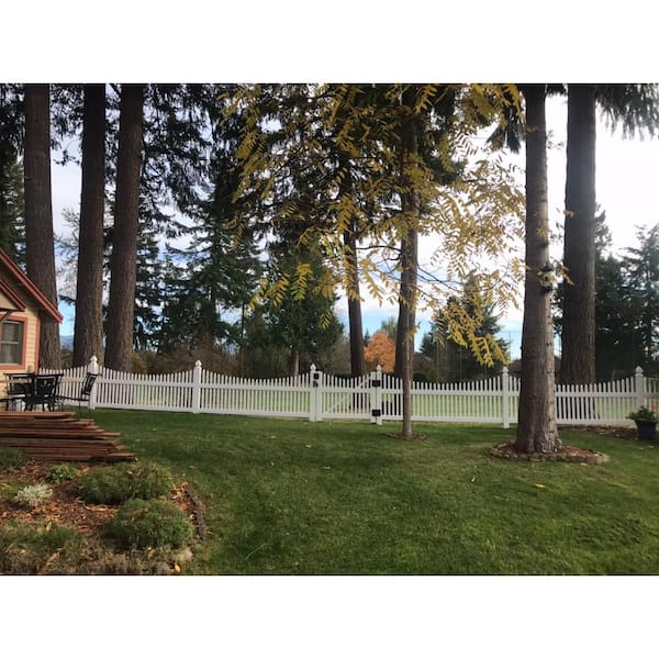 Weatherables Barrington 5 ft. W x 3 ft. H White Vinyl Picket Fence Gate Kit
